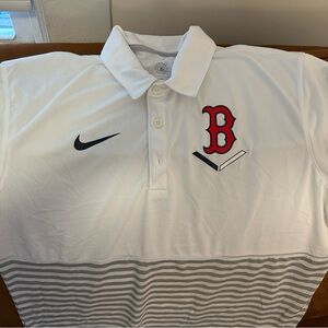 Nike White Polo Shirt with Red and Gray Details